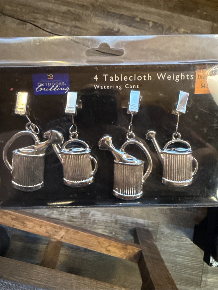 Tablecloth Weights Watering Cans 4pc. NOS