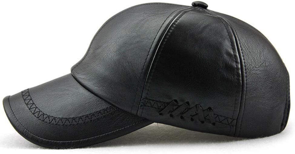 Unisex Leather Baseball Cap, Men Adjustable Structured PU Classic Baseball...