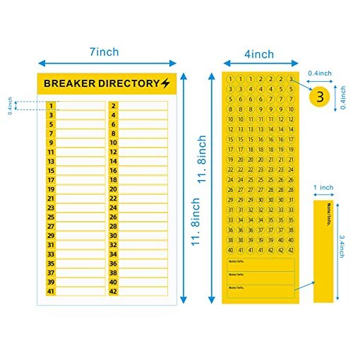 16 Sheets Breaker Panel Labels Electrical Box Sticker Numbers Reusable Adhesive