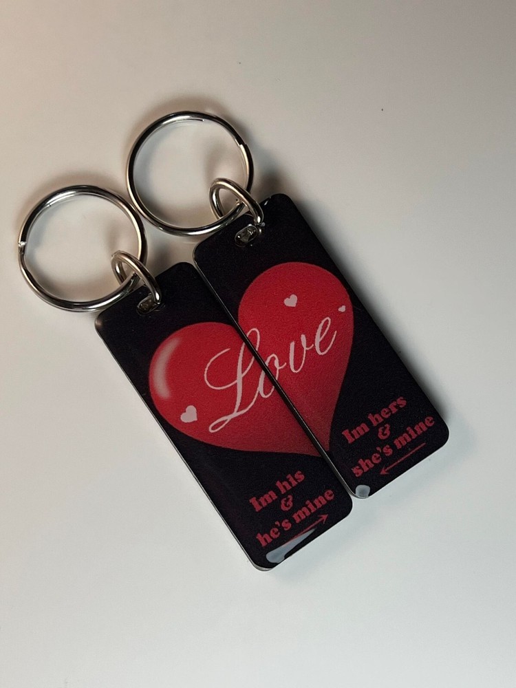His & Hers Love Heart Valentine Key Chain set