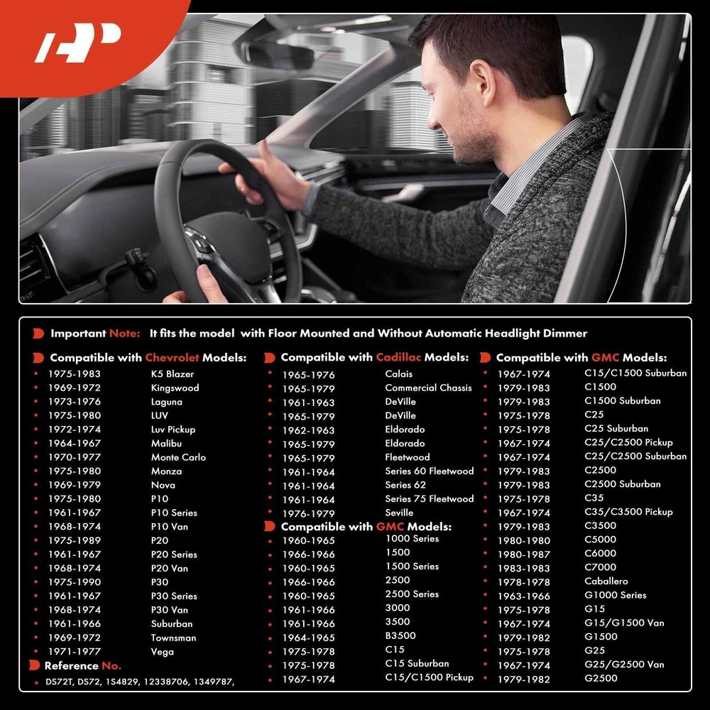 A-Premium Floor Mounted Headlight Dimmer Switch Compatible with Chevrolet...