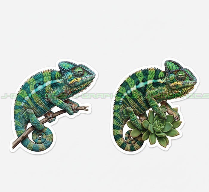 Chameleon Lizard Reptile Vinyl Decal Sticker 2 Pack D