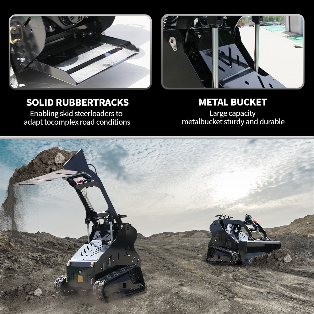 Upgraded Skid Steer Loader Tracked Loader with Grapple EPA Gasoline Engine USA