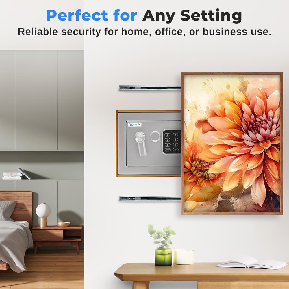 SereneLife Compact Electronic Safe Box with Digital Touch Pad w/ keys (Silver)