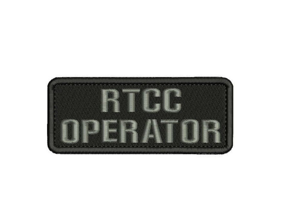 RTCC OPERATOR 2 EMBROIDERY PATCH 2x5 HOOK ON BACK BLK/GRAY