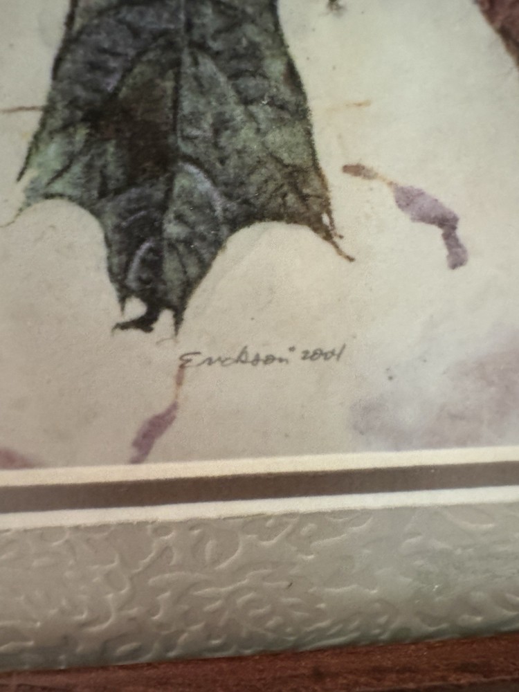 Original Signed Russ Erickson Studios Leaf Artwork Painting Signed Dated