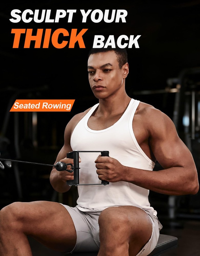 Double D Row Handle Cable Attachments for T Bar Rows, LAT Pulldowns, Home Gym