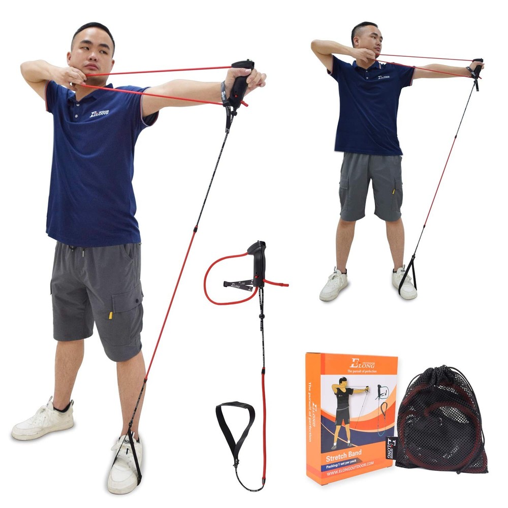 Elong Archery Bow Trainer Draw Training Aid Device Strength Stretch Black