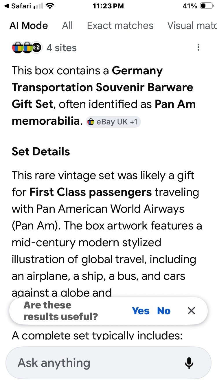 Pan Am Memorabilia Germany Souvenir Barware Gift Set NIB