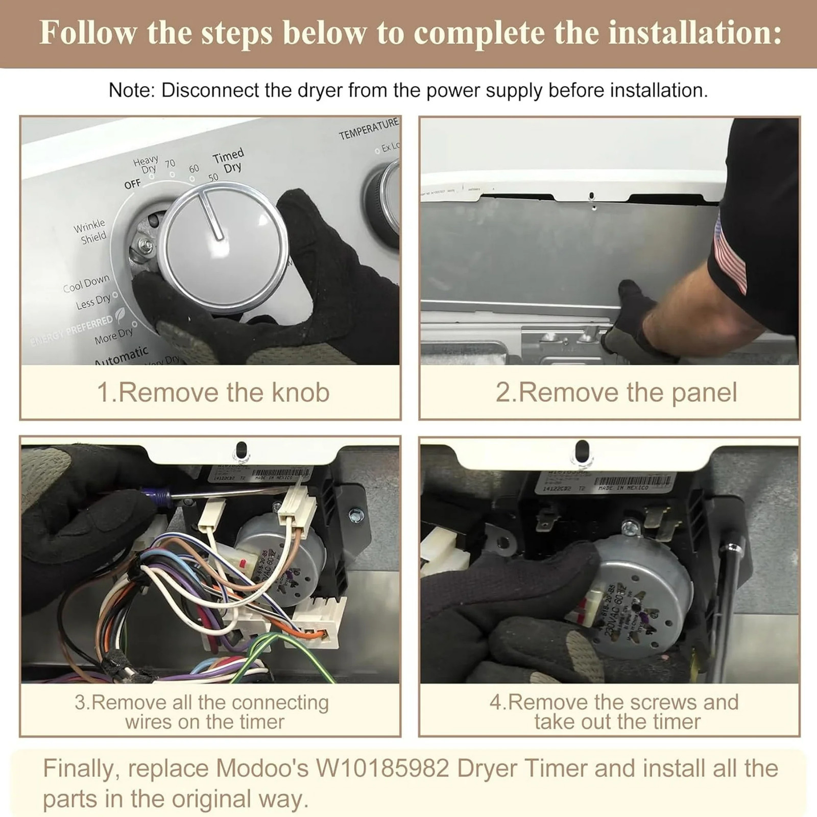 W10185982 WPW10185982 Dryer Timer for Whirlpool, Maytag WGD4800XQ0 WED4815EW1 US