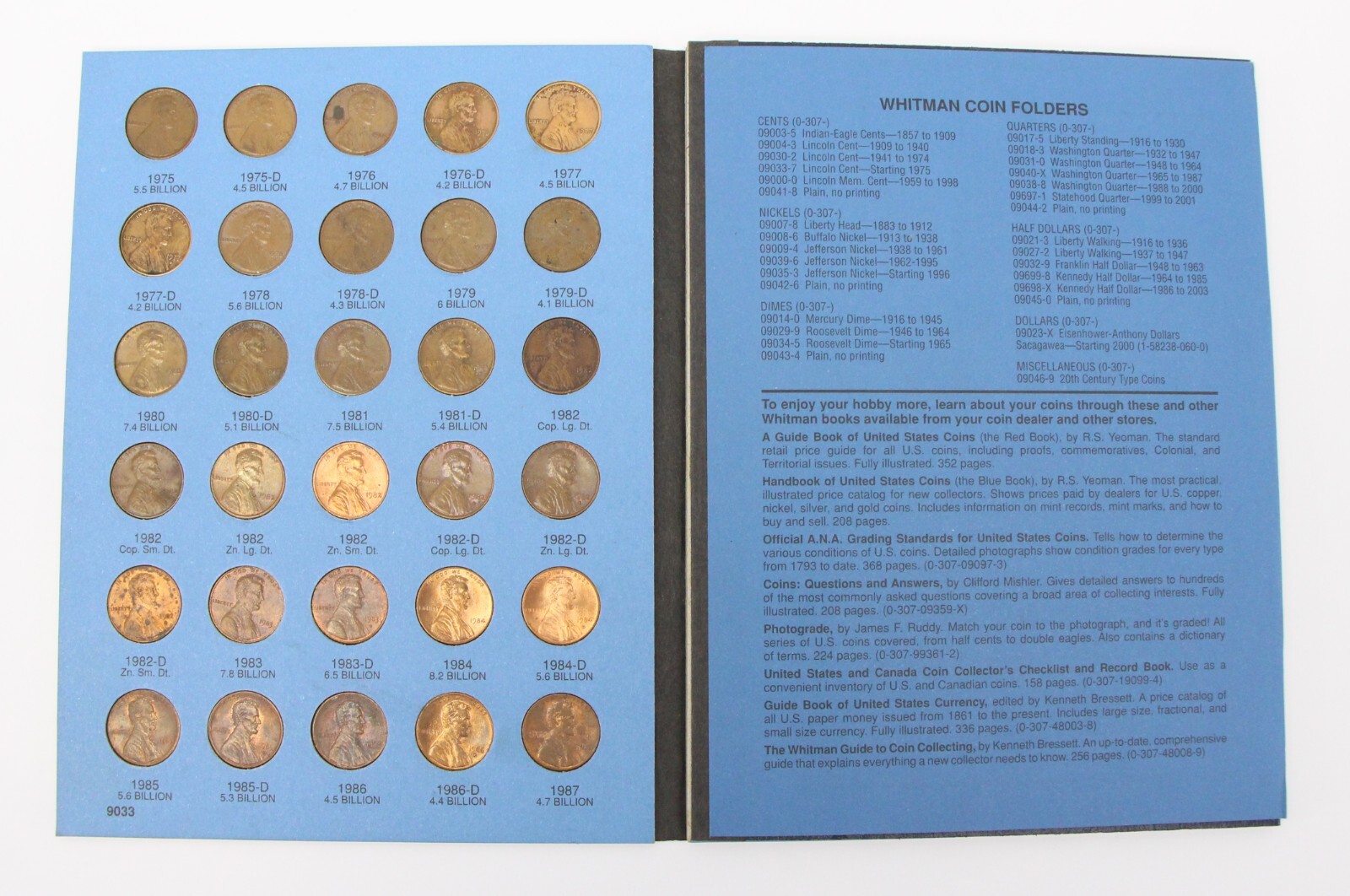 Lincoln Cent Penny Set 1975 - 2009 Collection 77 Coins Whitman Folder 9033 #3