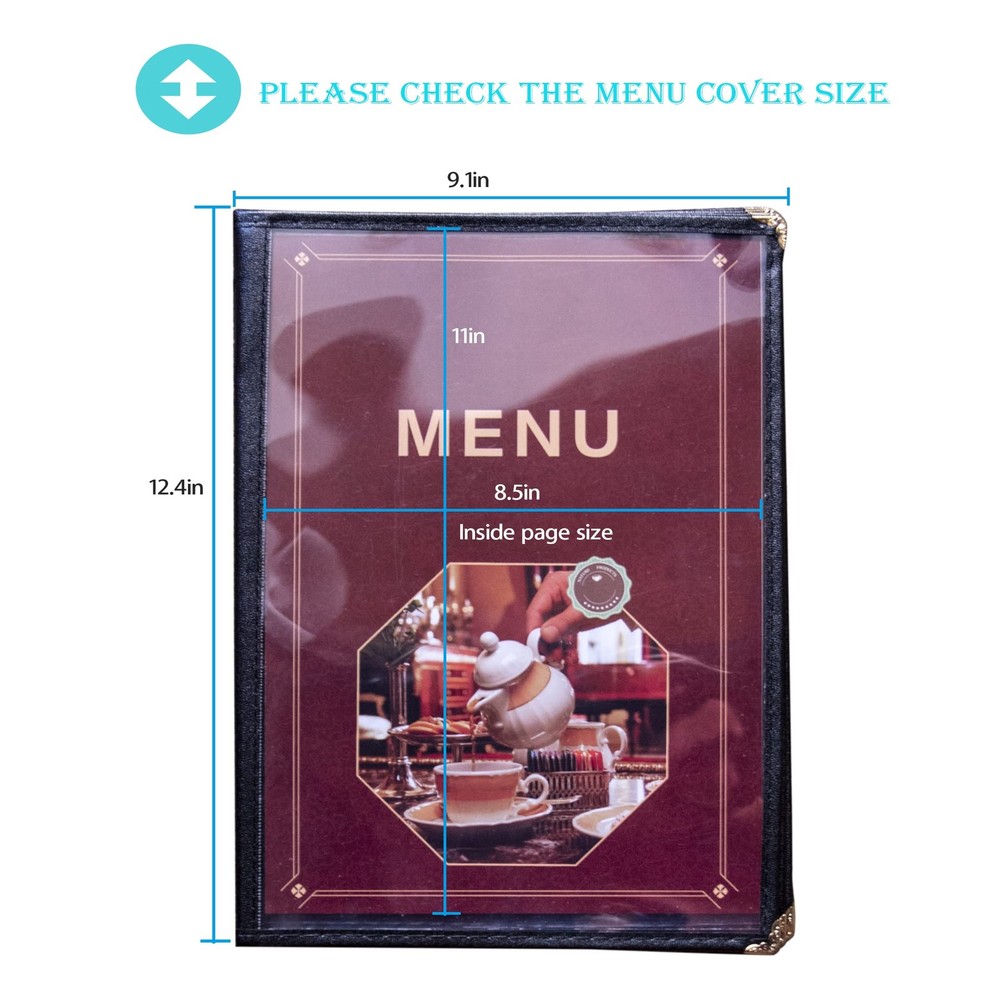 2 Pack 4-Page 8-View Restaurant Menu Covers Clear Plastic Menu Holders for Bars