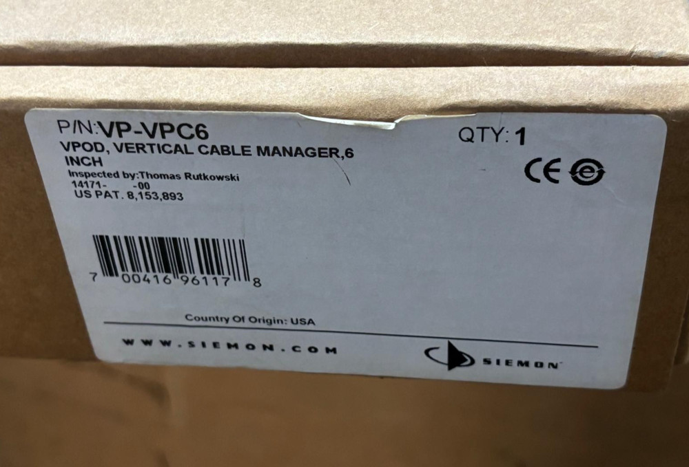 Siemon VP-VPC6 VPod, Vertical Cable Manager, 6 inch
