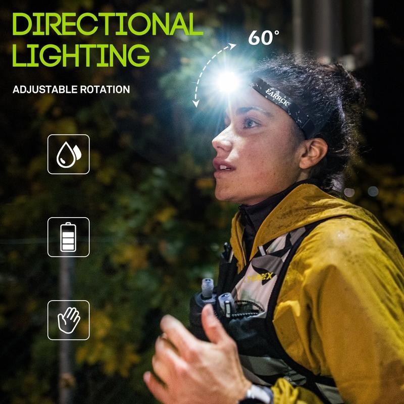2 Pack LED Rechargeable Waterproff Headlamp, 8 Modes, Motion Sensor Switch
