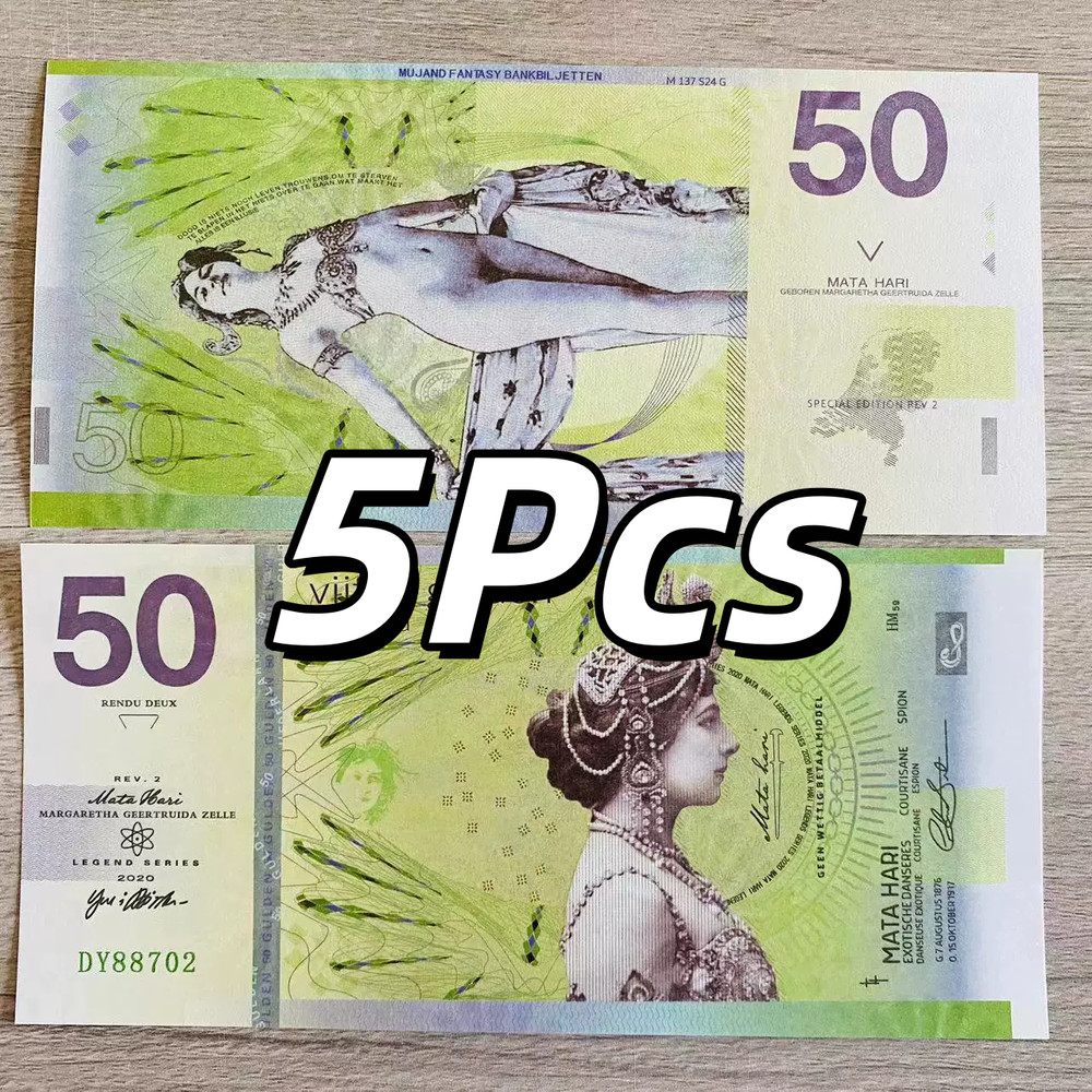 Netherlands, 5Pc, 50 Notes, Private Issue Polymer, Mata Hari, UNC, Free Shipping