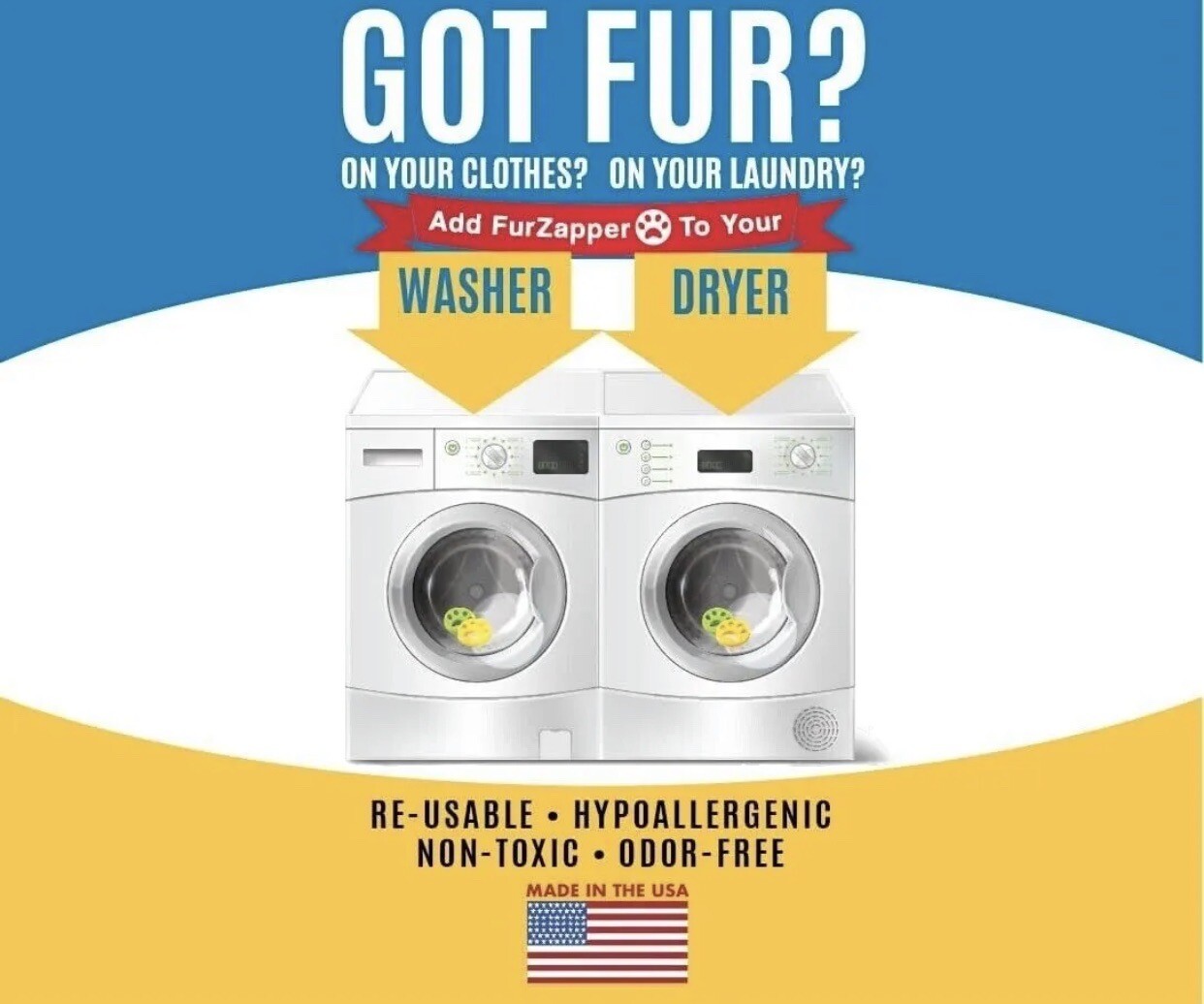 FurZapper Pet Hair Remover 4 Count Laundry Hair Remover