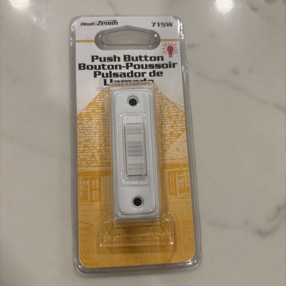 Heath Zenith 715W Wired Insert Push Button, White Wired Up To 16 Volt