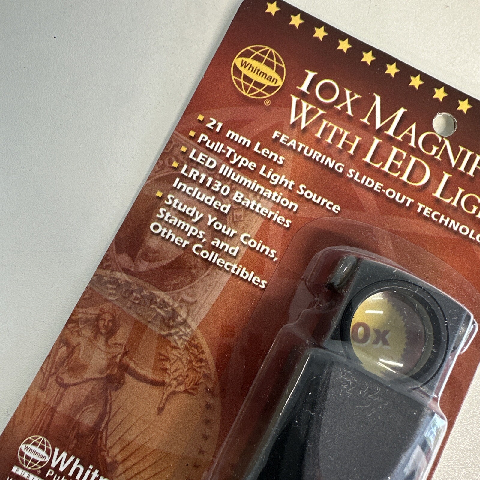 Coin Collector 10X Magnifier Pull Out Loupe 23mm Wh Led Best Value Bills Whitman