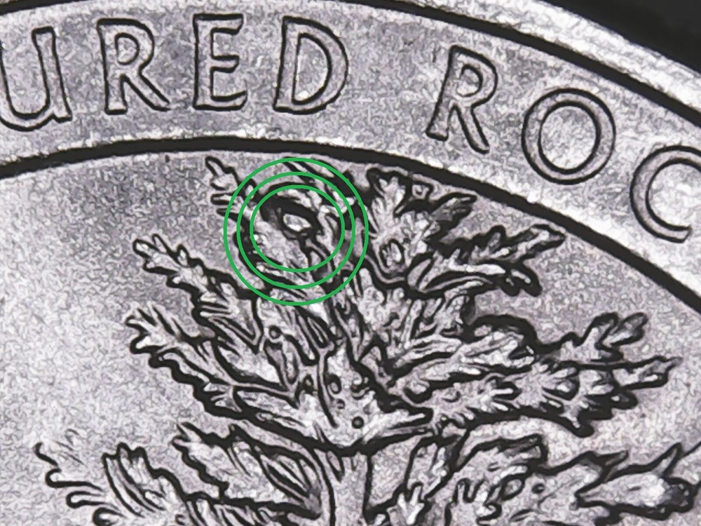 2018 p Pictured Rock ATB Quarter with Die Chips Mint Error.