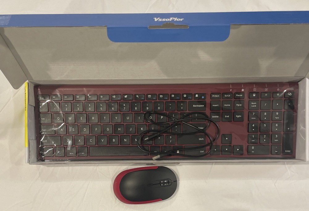 Wireless Keyboard Mouse Combo Rechargeable 2.4GHz Quiet Full-Size USB