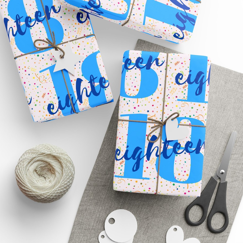 18th Birthday Blue Wrapping Paper