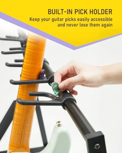 Multi Guitar Stand Rack - Foldable 7 Holder, Adjustable Height & Width, Easy Sto