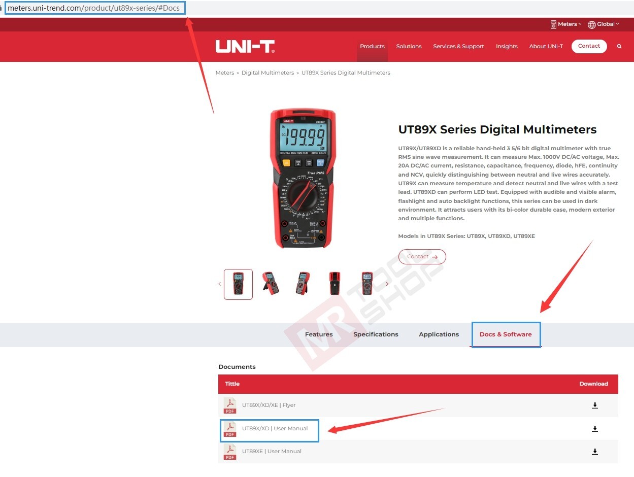 UNI-T TRUE RMS Digital Multimeter AC DC Volt Amp meter LED NCV Test Cap Ohm Freq