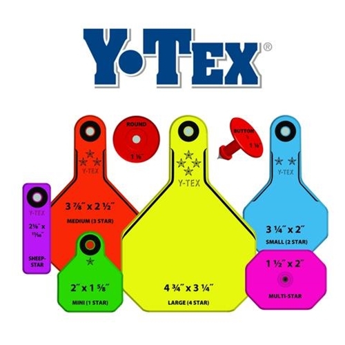 Y-Tex 3* Medium Livestock Identification Ear Tags - Blank Orange 25ct Pkg