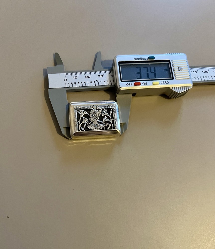 Superb Solid Silver Egyptian Revival Pill / Snuff Box Pharaoh