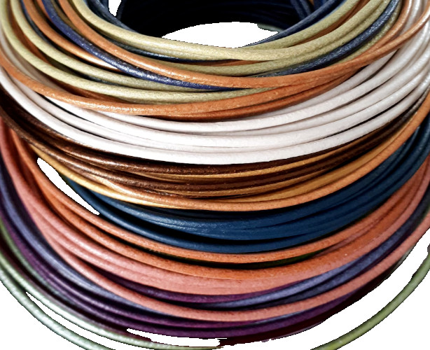 Multi-Color Genuine Leather 1mm Round Cord (20 Pieces) (1 Meter Each)