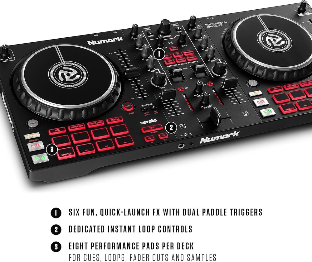Numark 2-Deck DJ Controller with USB 24-Bit Audio Interface and Serato DJ Lite