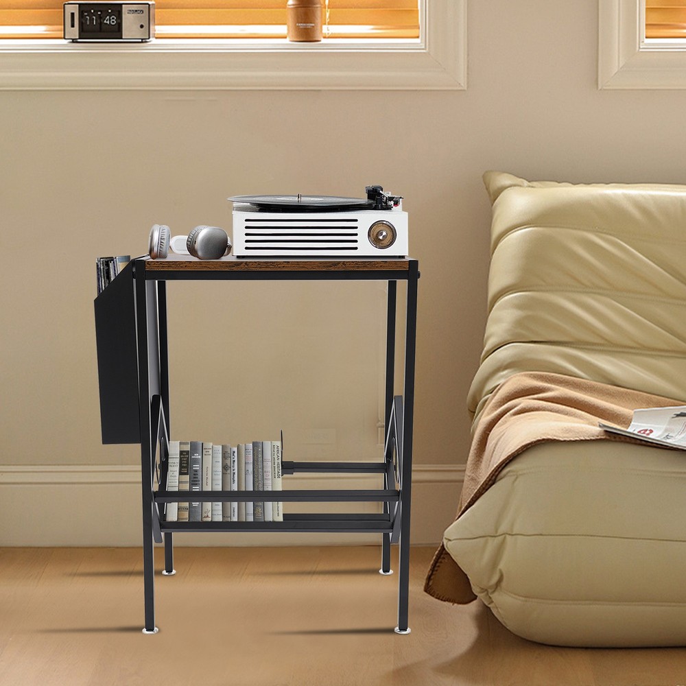 2-tier Record Rack, Black Double Record Rack, Floor-standing Record Rack
