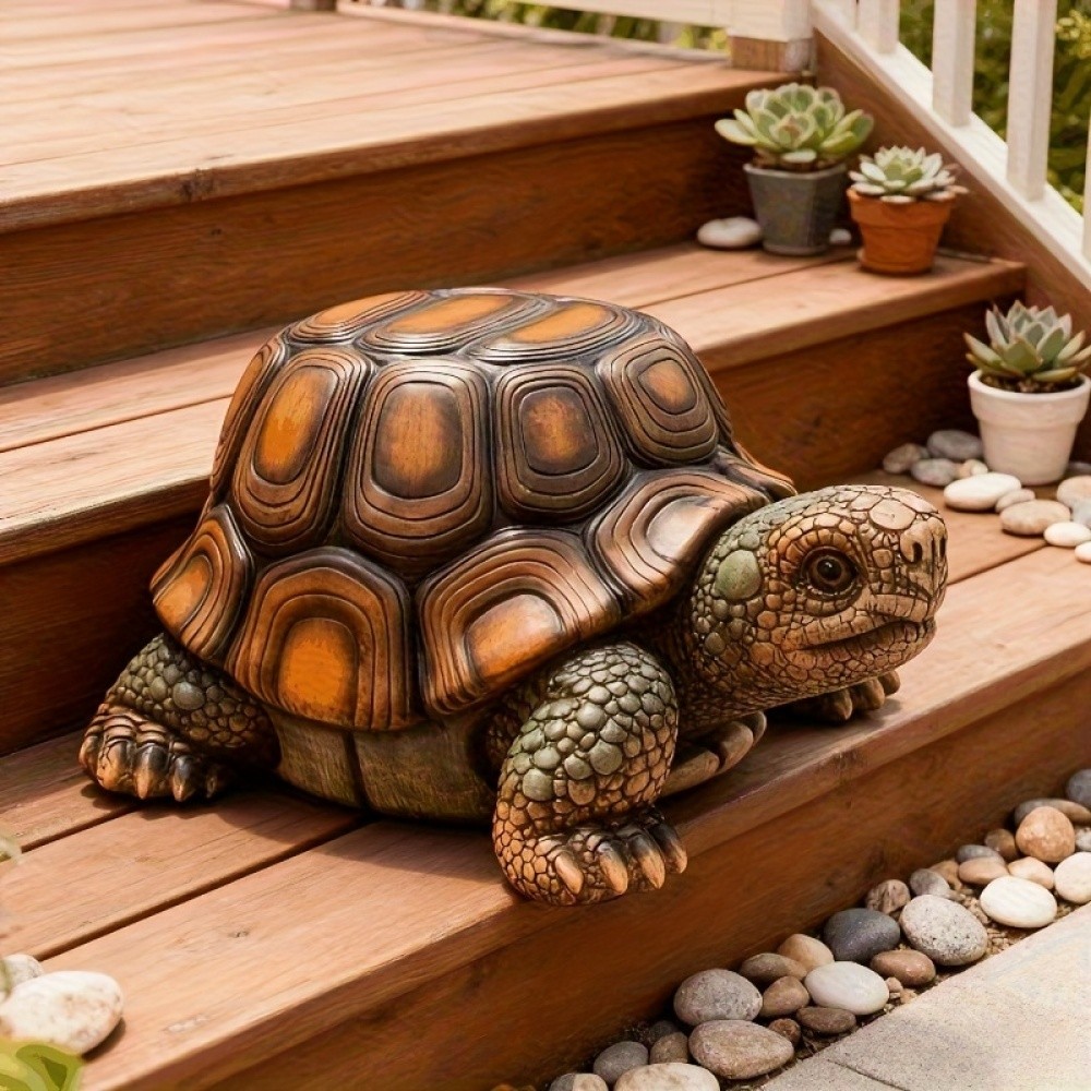 18in Garden Turtle Stool Simulated Animal Sculpture Art Decor Resin Garden Stool