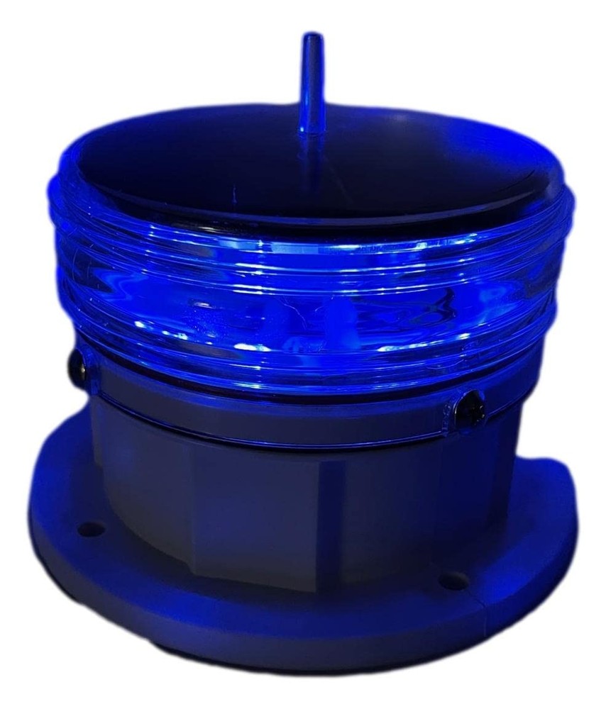 Solar Dock Warning Light 360 Degree - Super Bright Waterproof LED White, Blue