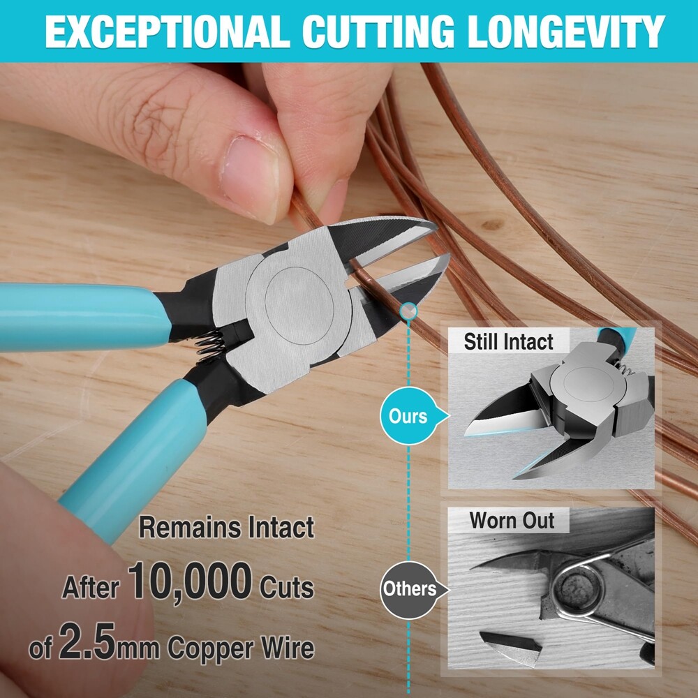 DURATECH Professional Wire Cutter Wire Snips CNC Edges 6" Thickened Flush Cutter