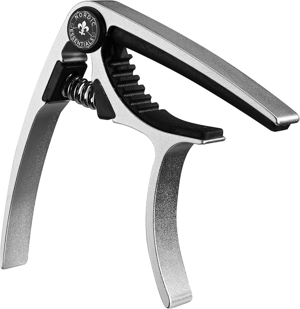 Easy One-Hand Use Capo Duo in Black & Silver - Ideal for All String Instruments