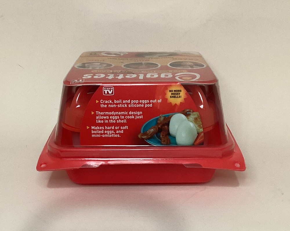 EGGLETTES Hard Boiled Egg Maker, 4 count New in Container