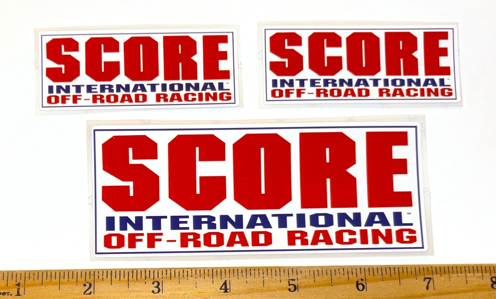 NEW! SCORE International Off Road RACING Set of Three RED LOGO Stickers Decals