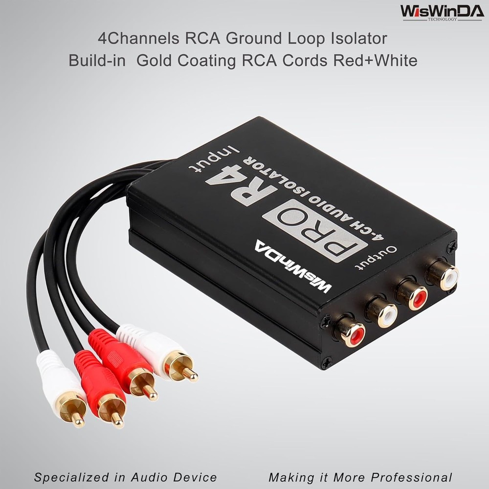 Pro 4Channels RCA Noise Filter Hum Eliminator Ground Loop Isolator No Affect ...