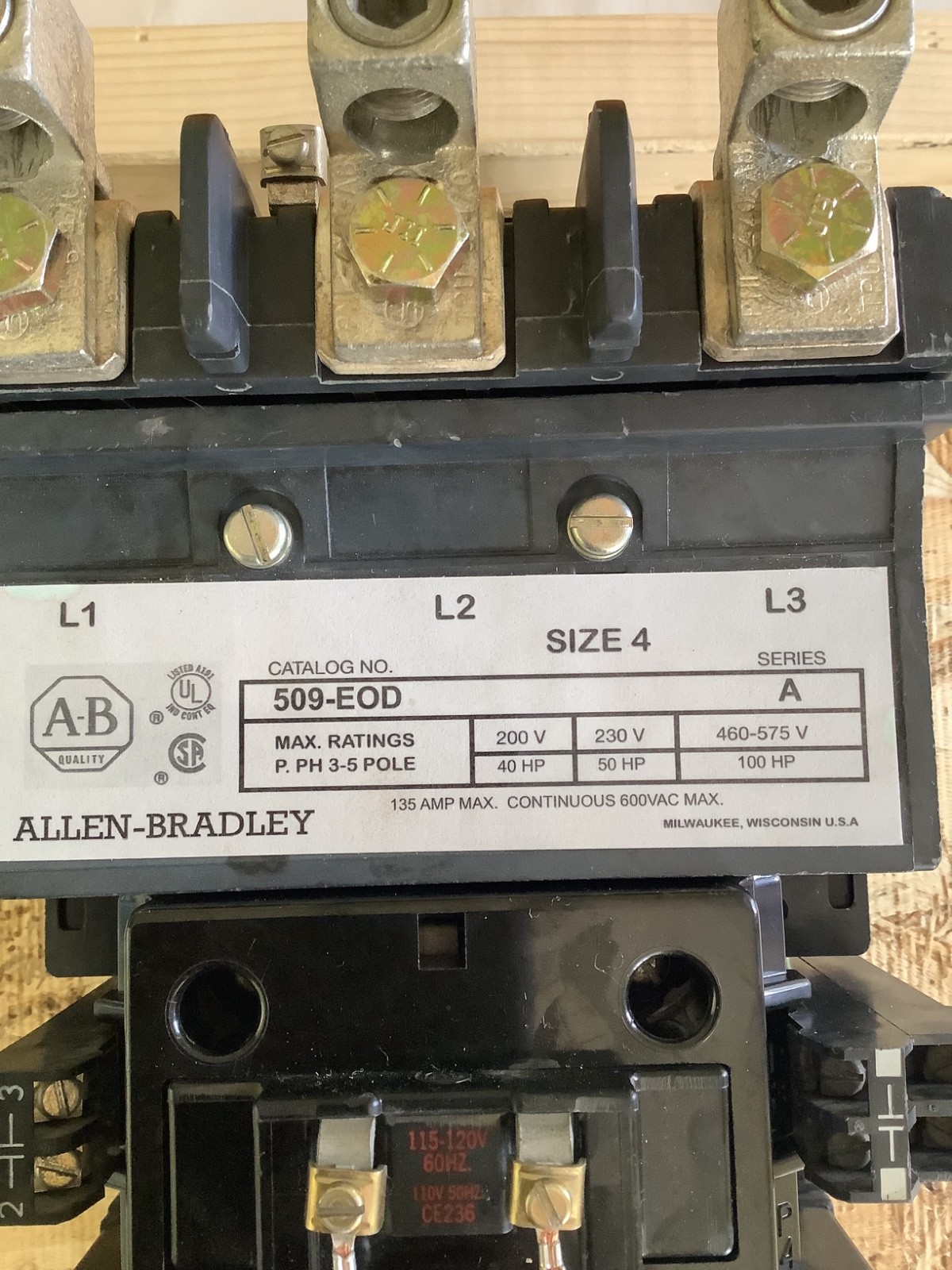 Allen-Bradley 509-EOD NEMA Size 4 Starter 120v NEW Open Box, Ships Same Day!