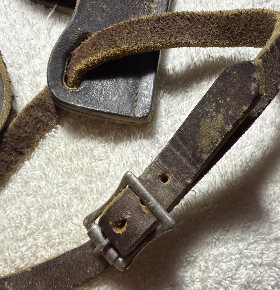 Vintage Thick Leather Dog Muzzle Large - XLarge adjustable strap