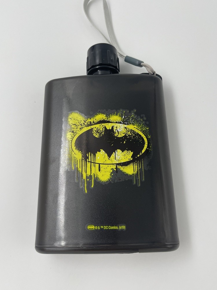 Batman Plastic Flask / Bottle w/Screw Top Lid & Nylon Loop Handle DC Comics