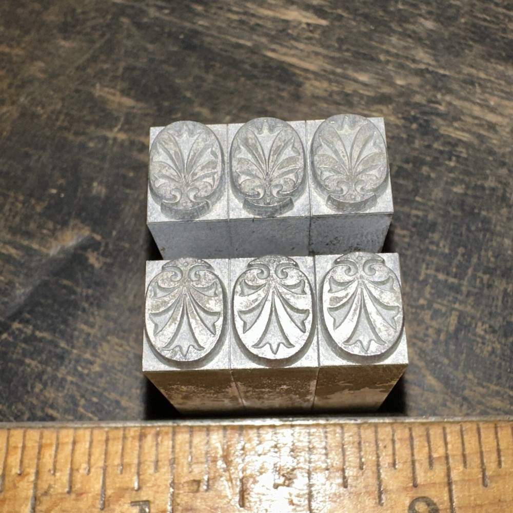 Printing Blocks ( 6 Ornamental Lead Borders ) Nice Lines!