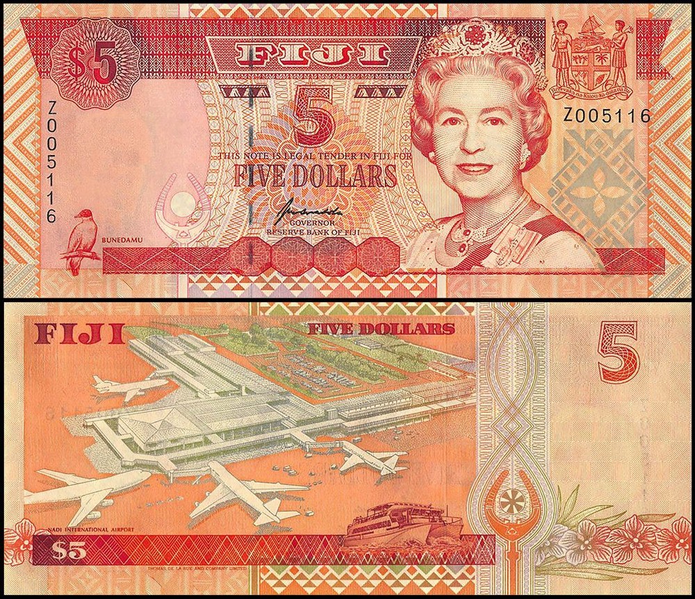 Fiji 5 Dollars, 1995 ND, P-97z, UNC, Replacement