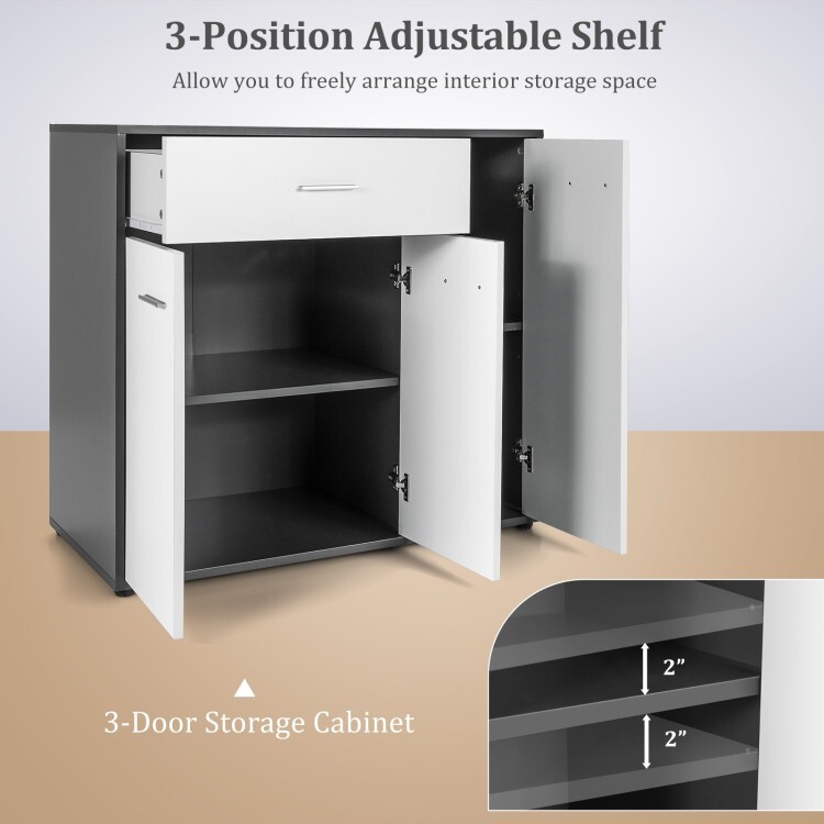 Kitchen Sideboard Storage Buffet cupboard Cabinet w/3-Position Adjustable Shelf