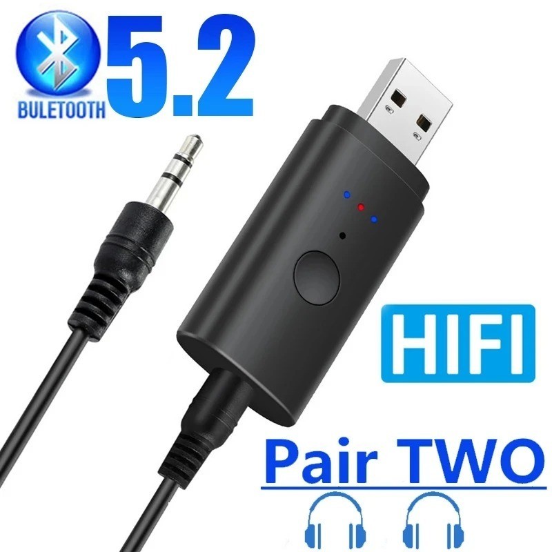 Bluetooth Spliter Wireless Audio Transmitter Adapter For 2pcs Headphones Working