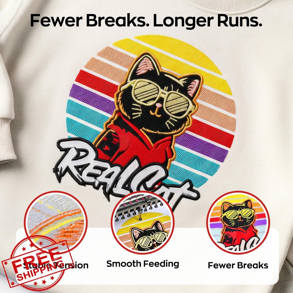 Poolin Black Embroidery Thread 4 Spool 4000M Polyester Machine