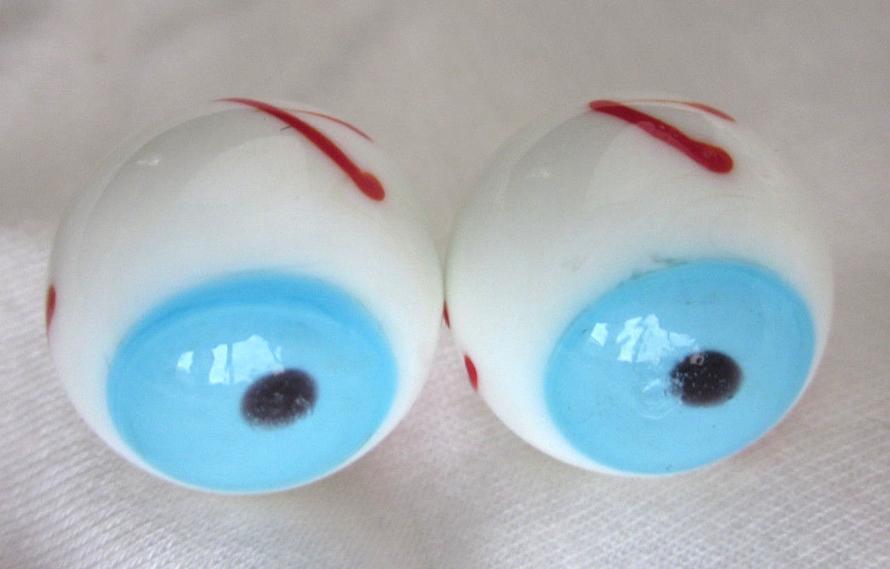 (2) EYEBALL Marbles eyes (blue or brown) Handmade art glass ball 3/4"
