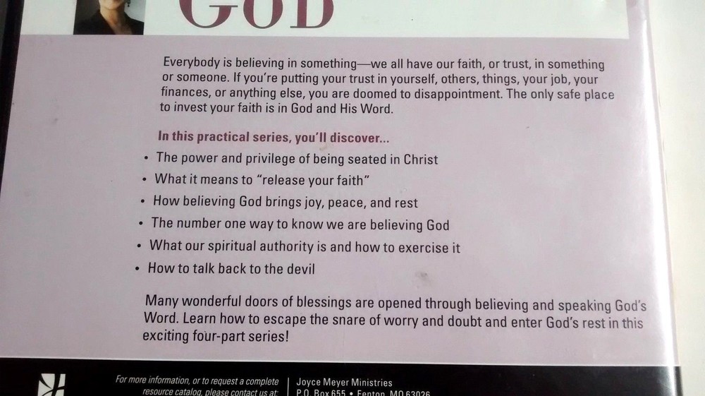 Believing GOD Developing an Unshakable Trust by Joyce Meyer 4 CDs