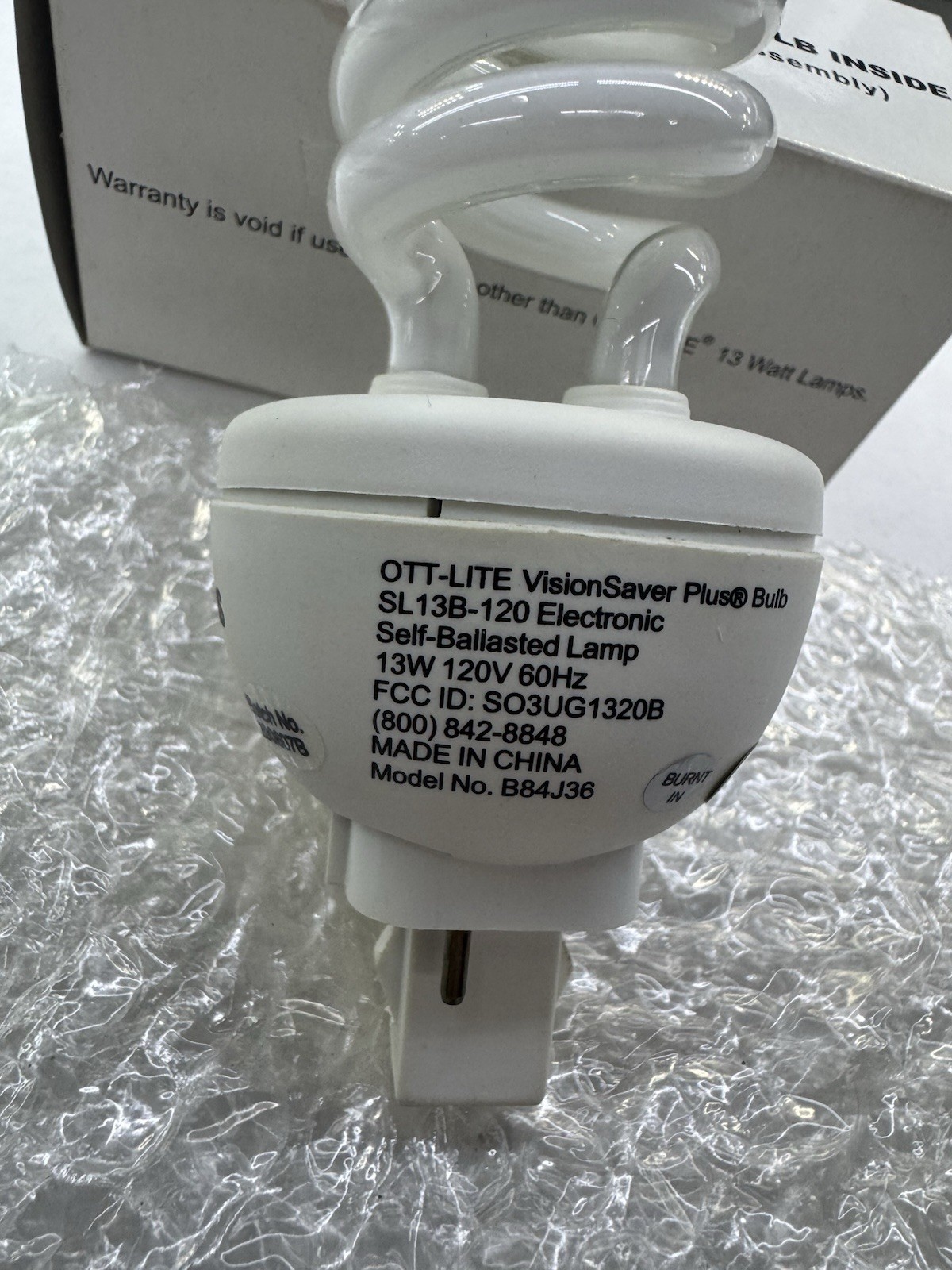 OTT-LITE 13W Lamp SL13B-120 Replacement Spiral CFL Bulb OttLite 5000K Fluorescen